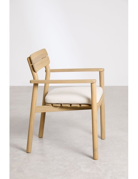 Chaise de salle à manger avec accoudoirs en bois d'acacia Saira