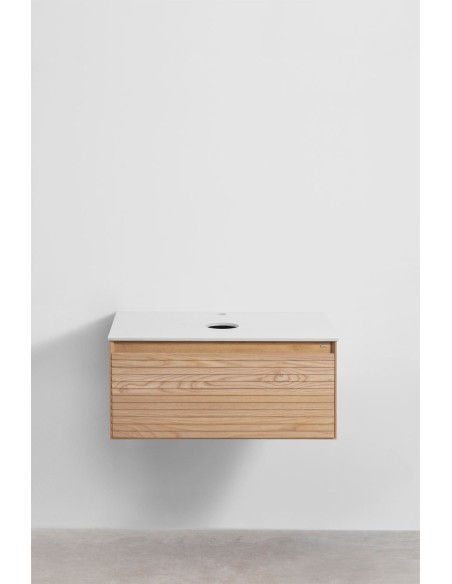 Ensemble de meubles de salle de bains en frêne Tedrik