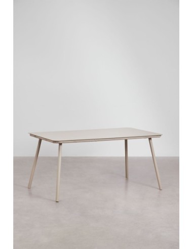 Table à manger rectangulaire 160x90 cm en verre et aluminium Arhiza