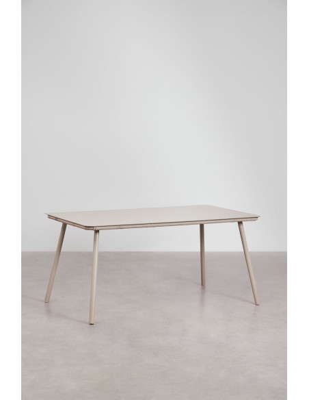 Table à manger rectangulaire 160x90 cm en verre et aluminium Arhiza