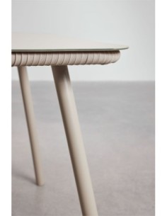 Table à manger rectangulaire 160x90 cm en verre et aluminium Arhiza 2