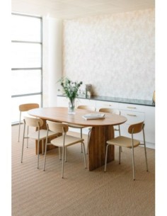 Table à manger ovale en bois d'acacia (200x100 cm) Bedum