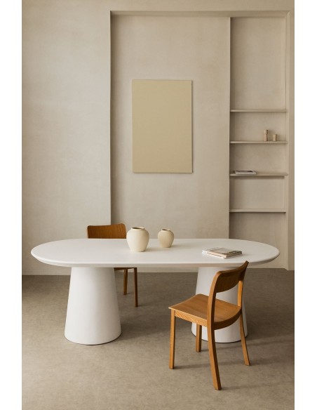 Table à manger ovale 220x95 cm en ciment Noemi