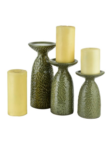 YARINE GREEN - Bougeoir tendance 10,5x8,5x16,5cm - HTTS1983 - Mondex