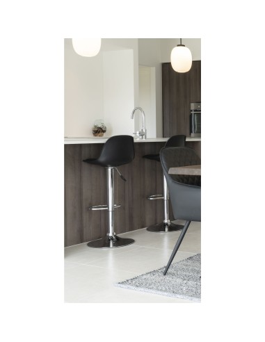 Chaise de Bar Trondheim - Noir avec pieds en chrome - 1001080 - House Nordic