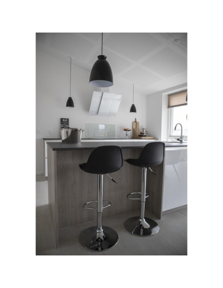 Chaise de Bar Trondheim - Noir avec pieds en chrome - 1001080 - House Nordic