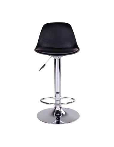 Chaise de Bar Trondheim - Noir avec pieds en chrome - 1001080 - House Nordic