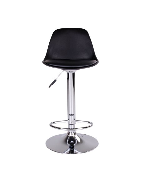 Chaise de Bar Trondheim - Noir avec pieds en chrome - 1001080 - House Nordic