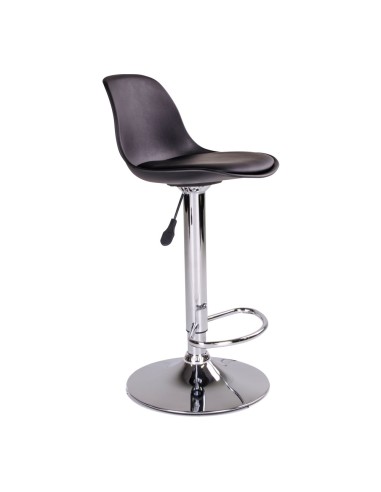 Chaise de Bar Trondheim - Noir avec pieds en chrome - 1001080 - House Nordic