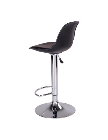 Chaise de Bar Trondheim - Noir avec pieds en chrome - 1001080 - House Nordic