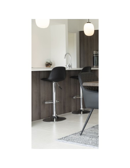 Chaise de Bar Trondheim - Noir avec pieds en chrome - 1001080 - House Nordic