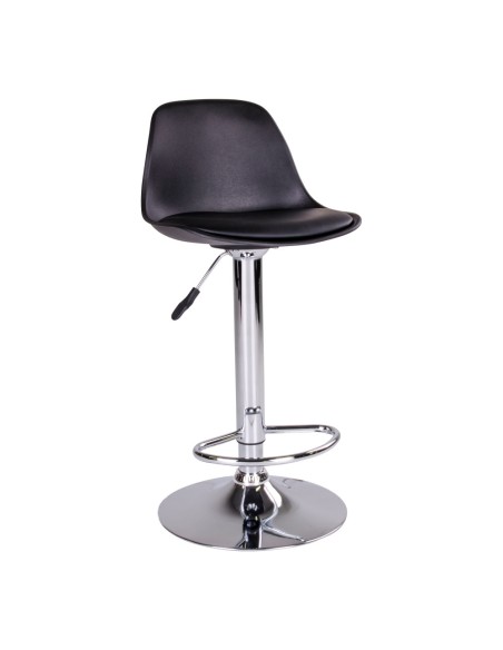 Chaise de Bar Trondheim - Noir avec pieds en chrome - 1001080 - House Nordic