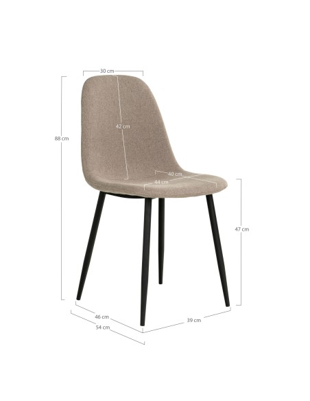 Chaise de Salle à Manger STOCKHOLM - Pierre avec pieds noirs - 1001132 - House Nordic