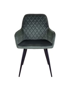 Chaise de Salle à Manger Harbo - Velours vert avec pieds noirs - 1001155 - House Nordic 2