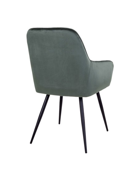 Chaise de Salle à Manger Harbo - Velours vert avec pieds noirs - 1001155 - House Nordic