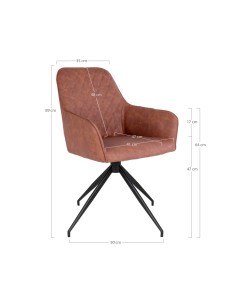 Chaise de Salle à Manger Harbo avec Rotation - Vintage brun avec pieds noirs - 1001165 - House Nordic 2