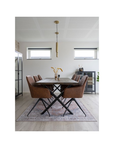 Chaise de Salle à Manger Harbo avec Rotation - Vintage brun avec pieds noirs - 1001165 - House Nordic