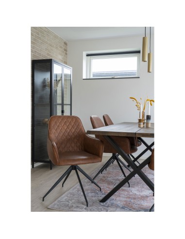 Chaise de Salle à Manger Harbo avec Rotation - Vintage brun avec pieds noirs - 1001165 - House Nordic