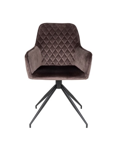 Chaise de Salle à Manger Harbo avec Rotation - Velours champignon avec pieds noirs - 1001168 - House Nordic