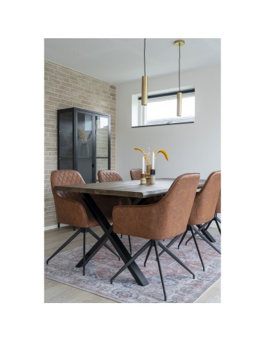 Chaise de Salle à Manger Harbo avec Rotation - Vintage brun avec pieds noirs - 1001165 - House Nordic
