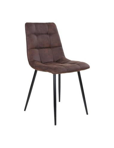 Chaise de Salle à Manger Middelfart - Microfibre marron foncé avec pieds noirs - 1001191 - House Nordic