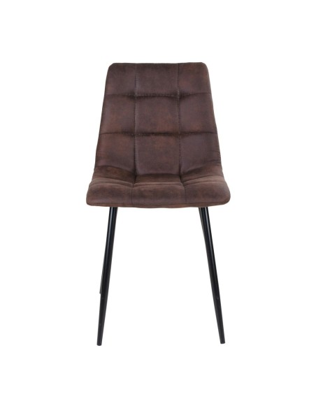 Chaise de Salle à Manger Middelfart - Microfibre marron foncé avec pieds noirs - 1001191 - House Nordic