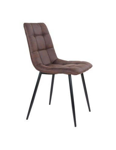 Chaise de Salle à Manger Middelfart - Microfibre marron foncé avec pieds noirs - 1001191 - House Nordic