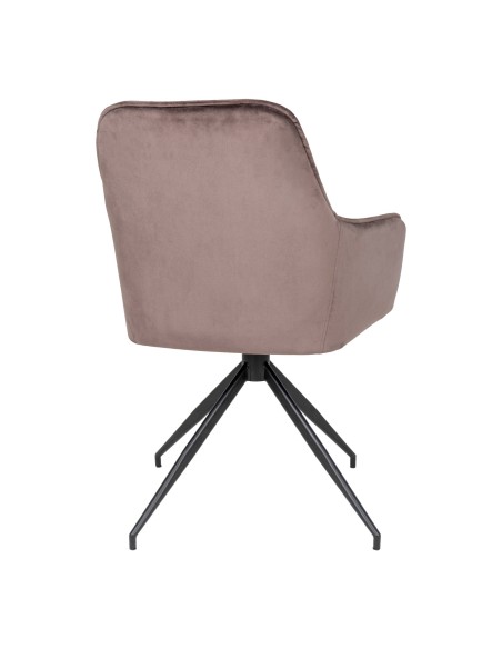 Chaise de Salle à Manger Harbo avec Rotation - Velours champignon avec pieds noirs - 1001168 - House Nordic