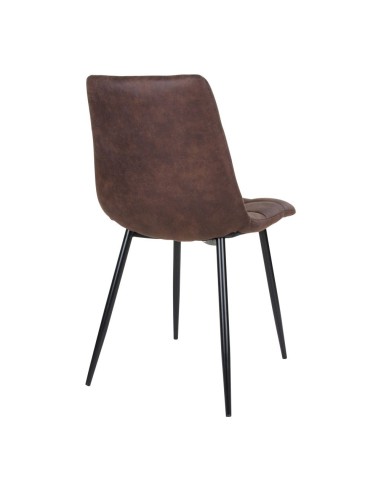 Chaise de Salle à Manger Middelfart - Microfibre marron foncé avec pieds noirs - 1001191 - House Nordic