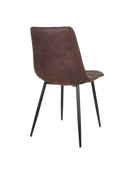 Chaise de Salle à Manger Middelfart - Microfibre marron foncé avec pieds noirs - 1001191 - House Nordic