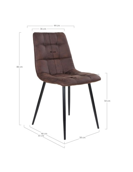 Chaise de Salle à Manger Middelfart - Microfibre marron foncé avec pieds noirs - 1001191 - House Nordic