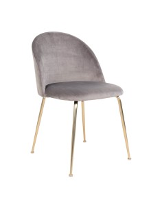Chaise de Salle à Manger Geneve - Velours gris avec pieds en laiton - 1001252 - House Nordic