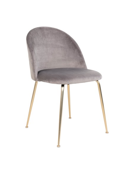 Chaise de Salle à Manger Geneve - Velours gris avec pieds en laiton - 1001252 - House Nordic
