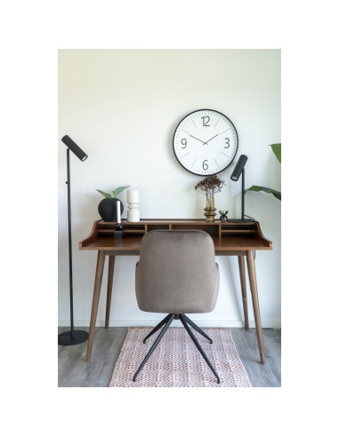 Chaise de Salle à Manger Harbo avec Rotation - Velours champignon avec pieds noirs - 1001168 - House Nordic