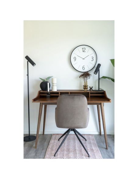 Chaise de Salle à Manger Harbo avec Rotation - Velours champignon avec pieds noirs - 1001168 - House Nordic