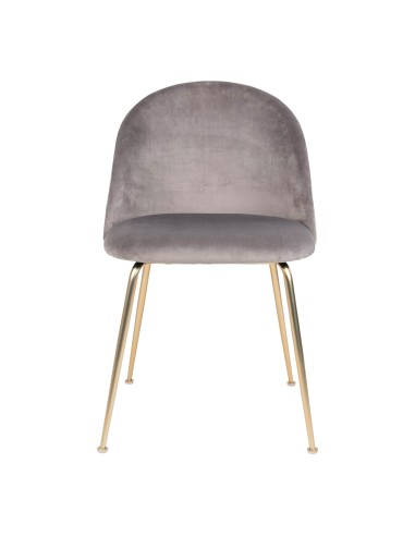 Chaise de Salle à Manger Geneve - Velours gris avec pieds en laiton - 1001252 - House Nordic