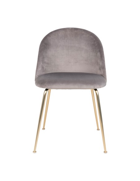 Chaise de Salle à Manger Geneve - Velours gris avec pieds en laiton - 1001252 - House Nordic