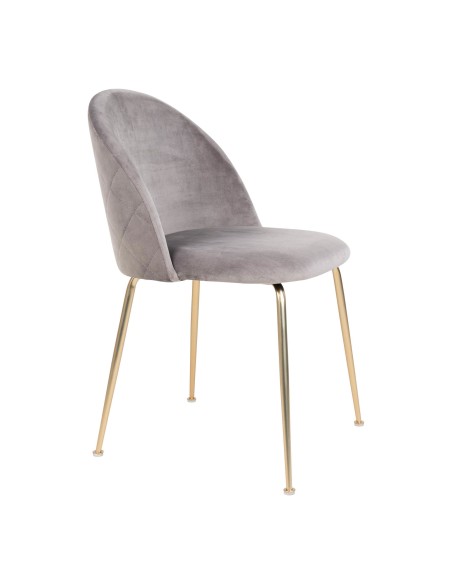 Chaise de Salle à Manger Geneve - Velours gris avec pieds en laiton - 1001252 - House Nordic