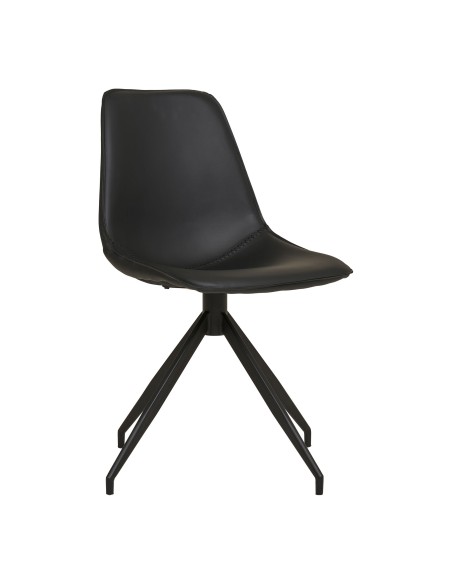 Chaise de Salle à Manger MONACO - Tissu PU noir avec rotation - 1001281 - House Nordic