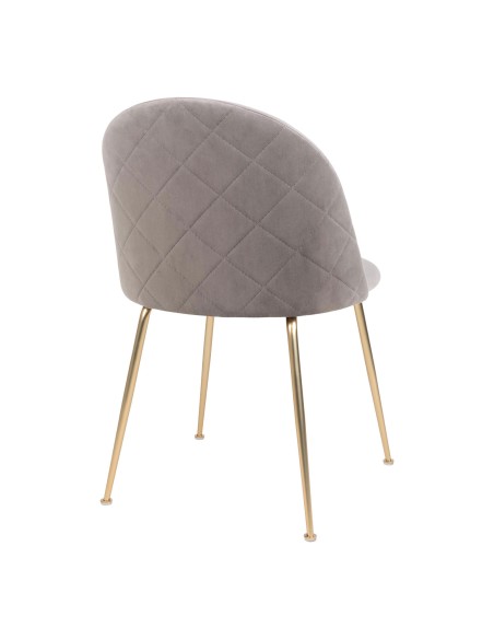 Chaise de Salle à Manger Geneve - Velours gris avec pieds en laiton - 1001252 - House Nordic