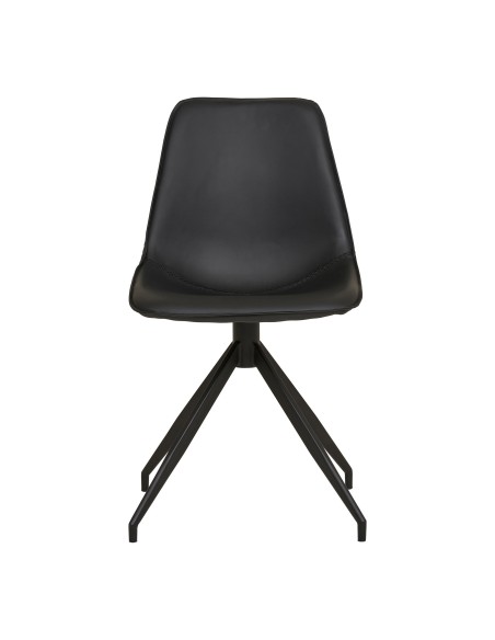 Chaise de Salle à Manger MONACO - Tissu PU noir avec rotation - 1001281 - House Nordic