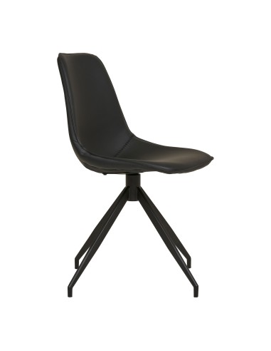 Chaise de Salle à Manger MONACO - Tissu PU noir avec rotation - 1001281 - House Nordic
