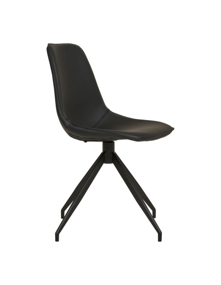 Chaise de Salle à Manger MONACO - Tissu PU noir avec rotation - 1001281 - House Nordic