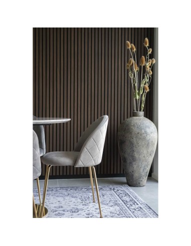 Chaise de Salle à Manger Geneve - Velours gris avec pieds en laiton - 1001252 - House Nordic