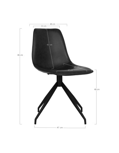 Chaise de Salle à Manger MONACO - Tissu PU noir avec rotation - 1001281 - House Nordic