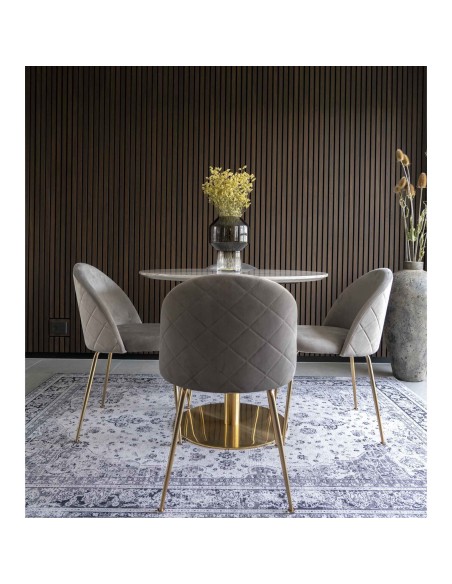 Chaise de Salle à Manger Geneve - Velours gris avec pieds en laiton - 1001252 - House Nordic