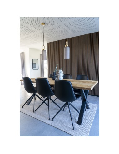 Chaise de Salle à Manger MONACO - Tissu PU noir avec rotation - 1001281 - House Nordic