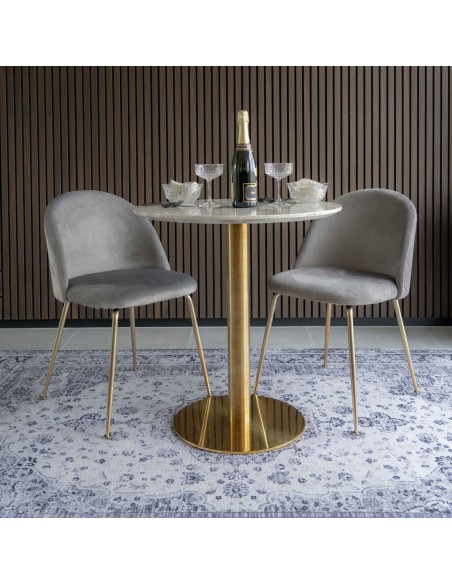 Chaise de Salle à Manger Geneve - Velours gris avec pieds en laiton - 1001252 - House Nordic