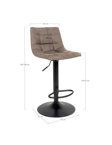 Chaise de Bar MIDDELFART - Microfibre marron clair avec pieds noirs - 1001300 - House Nordic
