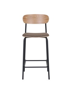 Chaise de comptoir - Dossier en bois de frêne, assise brune - 1001385 - House Nordic 2
